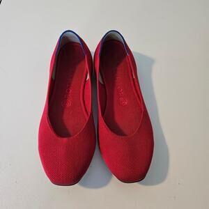 Rothy's Cardinal Red Square Toe Flats Size 9